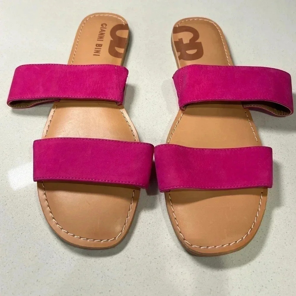 Gianni Bini Fuchsia Double Band Slide Sandals